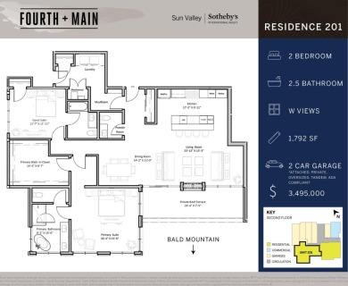 To be built 1,792sf, 2 bed/2.5 bath residence. Primary view