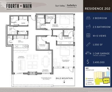 To be built 1,550sf, 2 bed/2.5 bath second floor corner