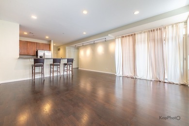 Step outside your living room through a sliding glass door onto