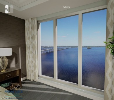 This new construction waterfront condo features a stunning view