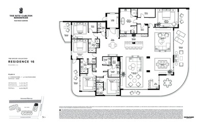 Residence 216H is a southwest corner 4- to 5-bedroom + Den, 4