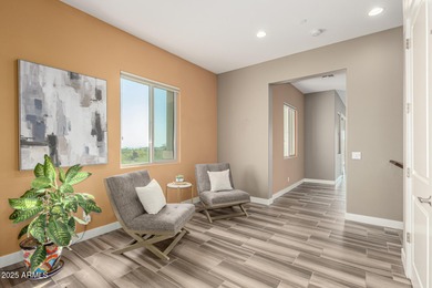 Picturesque Pinnacle Peak mountain, sunset and city light views