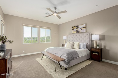 Picturesque Pinnacle Peak mountain, sunset and city light views