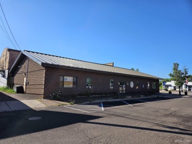 Newer construction commercial building in the middle of downtown