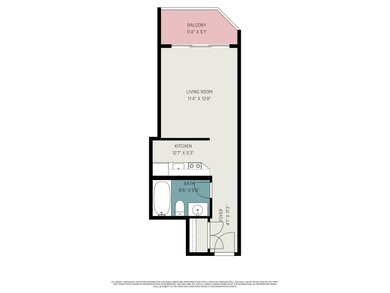 This first-floor efficiency unit, with convenient elevator