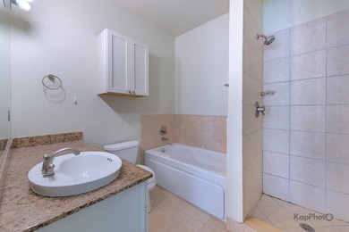 Step outside your living room through a sliding glass door onto