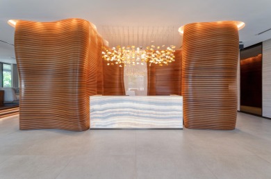 Immersed in verdant, canopied landscaping, offering panoramic