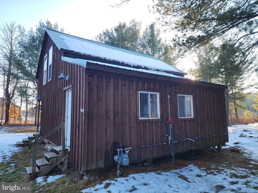 Recreational use wood frame cabin with detached garage and pond - photo 12