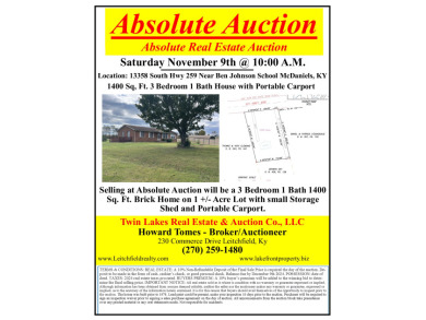 Rough River Lake Auction For Sale in McDaniels Kentucky