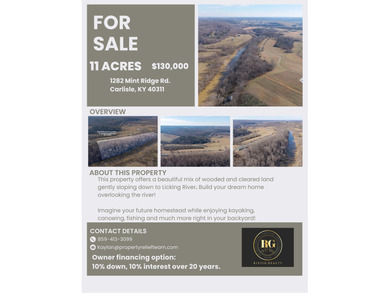 (private lake, pond, creek) Acreage For Sale in Carlisle Kentucky