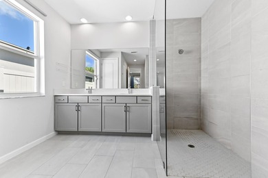 Enter through a statement-making modern frosted-glass front door - photo 14