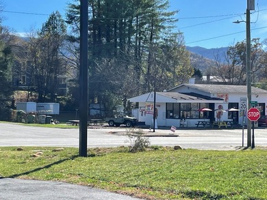 Restaurant building and fenced acreage in the back. Large corner