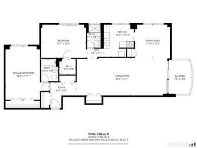 Very spacious 2-bedroom/ 2-full bathroom, 1324 sqft corner unit