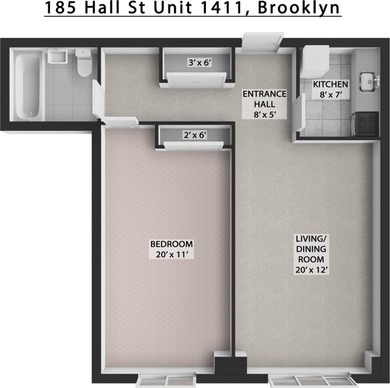 Spacious one-bedroom apartment located on the 14th floor of