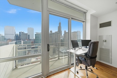 Perched on the 27th floor, this expansive one-bedroom, one-bath