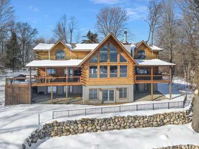 Custom Log Home on Reynolds Lake For Sale in Lawrence, MI - Lake Home For Sale in Lawrence, Michigan