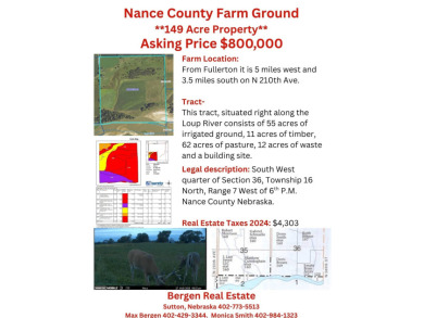 Lake Acreage For Sale in Fullerton, Nebraska