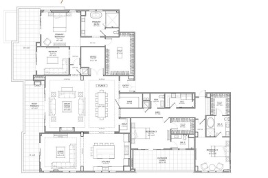 One of two penthouses occupying the top floor of 409 Queens