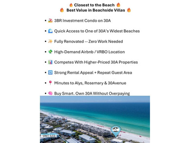 BEST VALUE CONDO at BEACHSIDE VILLAS on 30A. Closest to the - photo 2