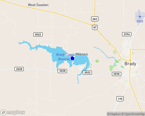 Brady Creek Reservoir Map